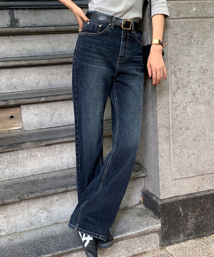 ワイドバックルレザーベルト BLACK