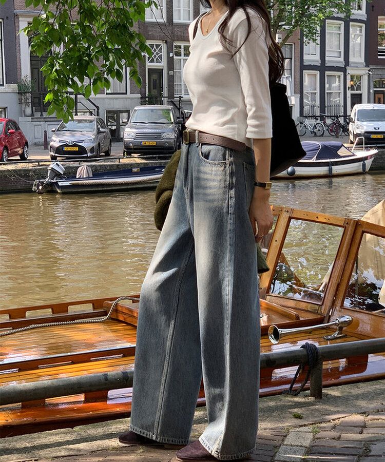 ワイドバックルレザーベルト BROWN