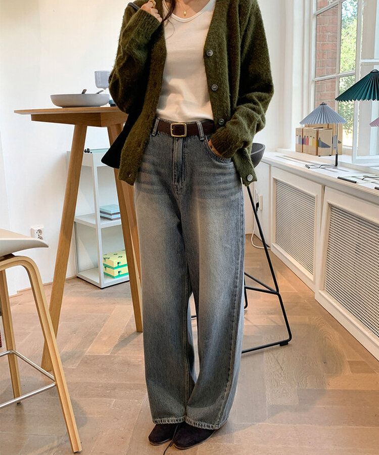 ワイドバックルレザーベルト BROWN