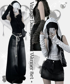 포그데미지후드핸드워머세트 그레이