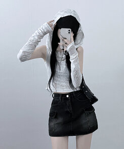 포그데미지후드핸드워머세트 화이트