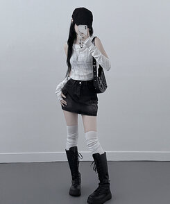 포그데미지후드핸드워머세트 화이트