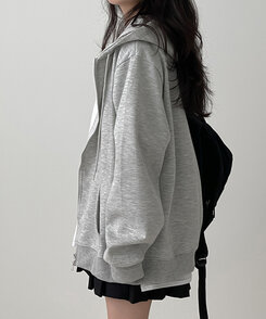 オーバーフィットフードジップアップ GREY