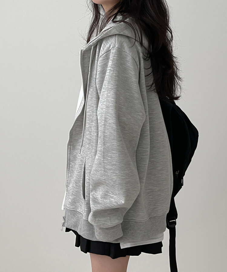 オーバーフィットフードジップアップ GREY