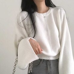 スリムフィットラウンドニット(6color) IVORY