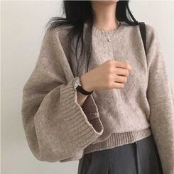 スリムフィットラウンドニット(6color) OATMEAL