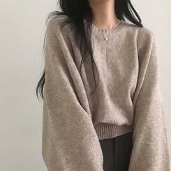 スリムフィットラウンドニット(6color) OATMEAL