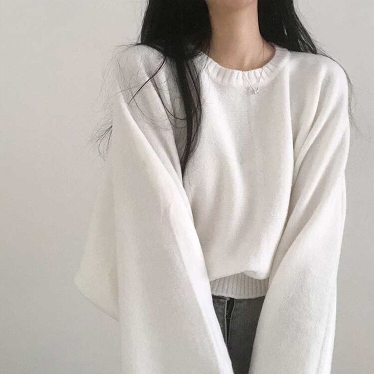 スリムフィットラウンドニット(6color) IVORY