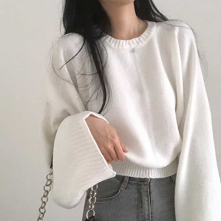 スリムフィットラウンドニット(6color) IVORY