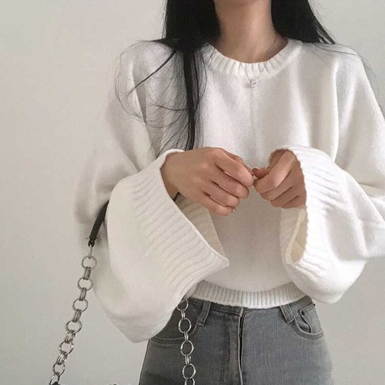 スリムフィットラウンドニット(6color) IVORY