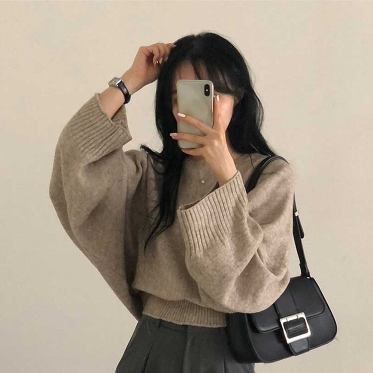 スリムフィットラウンドニット(6color) OATMEAL