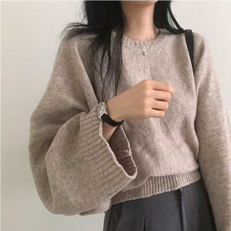 スリムフィットラウンドニット(6color) OATMEAL