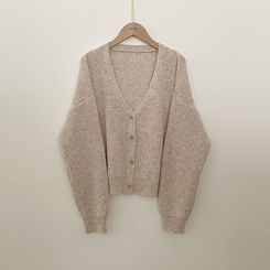 고퀄 아방핏 브이넥 하찌 크롭 벌룬 니트가디건