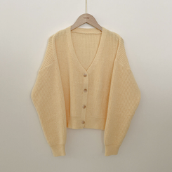 고퀄 아방핏 브이넥 하찌 크롭 벌룬 니트가디건