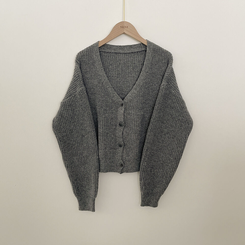 고퀄 아방핏 브이넥 하찌 크롭 벌룬 니트가디건