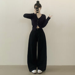 [숏,기본,롱/~2XL] 인생 화이트진! 밑단 스냅비조 사이드 핀턱 와이드 롱팬츠 화이트 블랙 키작녀 키큰녀 블랙