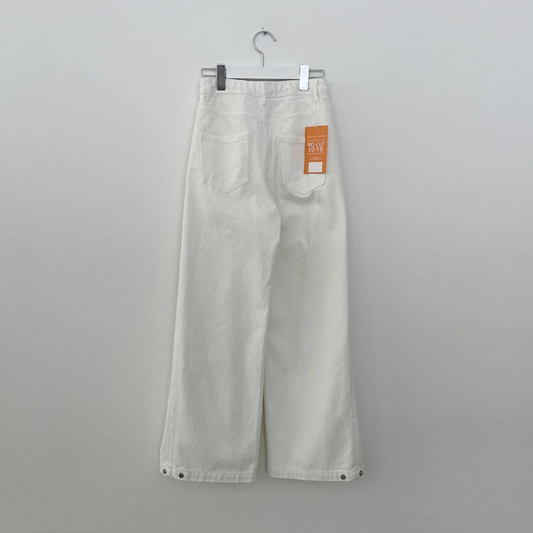 [숏,기본,롱/~2XL] 인생 화이트진! 밑단 스냅비조 사이드 핀턱 와이드 롱팬츠 화이트 블랙 키작녀 키큰녀