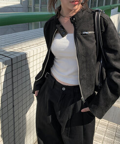 スエードクロップジャケット BLACK