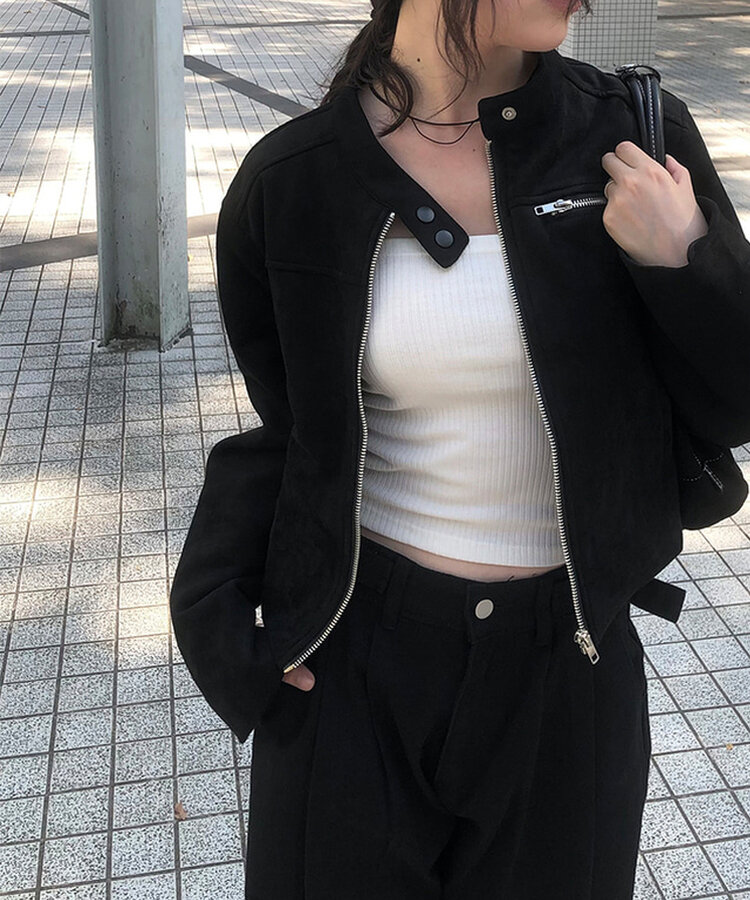 スエードクロップジャケット BLACK