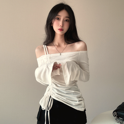 長袖Tシャツ スリーブストリングオフショルダー IVORY