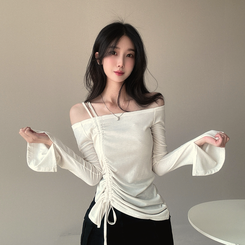長袖Tシャツ スリーブストリングオフショルダー IVORY