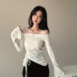 長袖Tシャツ スリーブストリングオフショルダー IVORY