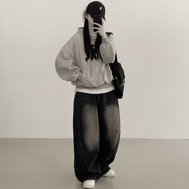 락스타 박시핏 페인팅 후드티셔츠 메란지