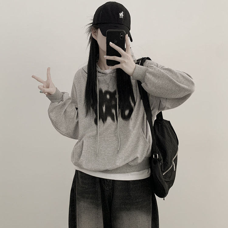 락스타 박시핏 페인팅 후드티셔츠 메란지