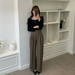 パンツ V ピンタックVラインスラックスパンツ｜スラックス｜韓国