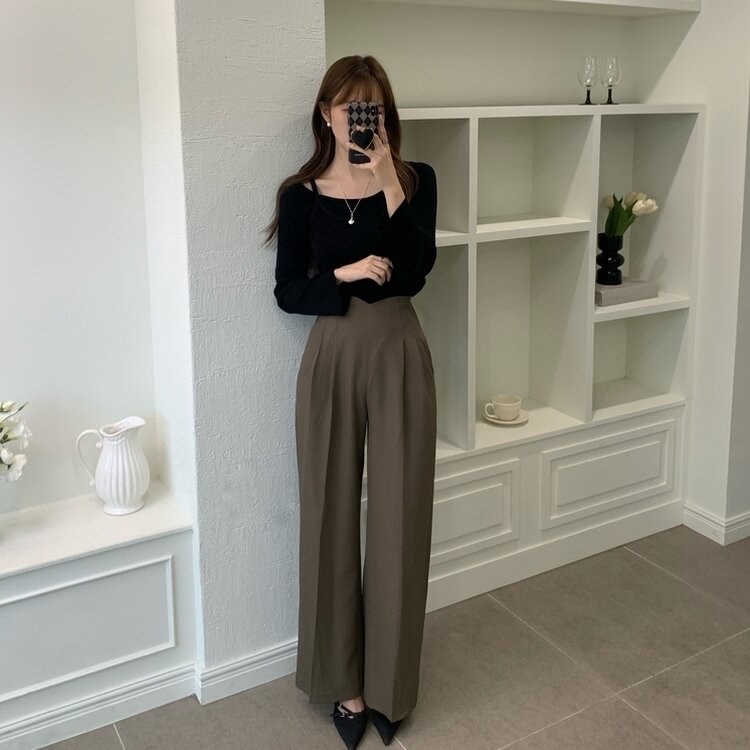 ピンタックVラインスラックスパンツ｜スラックス｜韓国ファッション