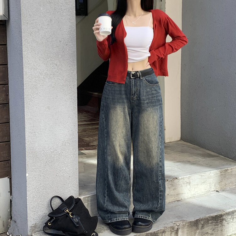 문의폭주 픽미 브이넥 꾸안꾸 여리핏 레이어드 베이직 간절기 아우터 긴팔 니트 가디건 6color 레드