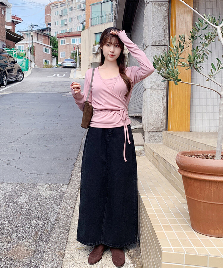 長袖Tシャツ ダブルラップTシャツ(6color) PINK