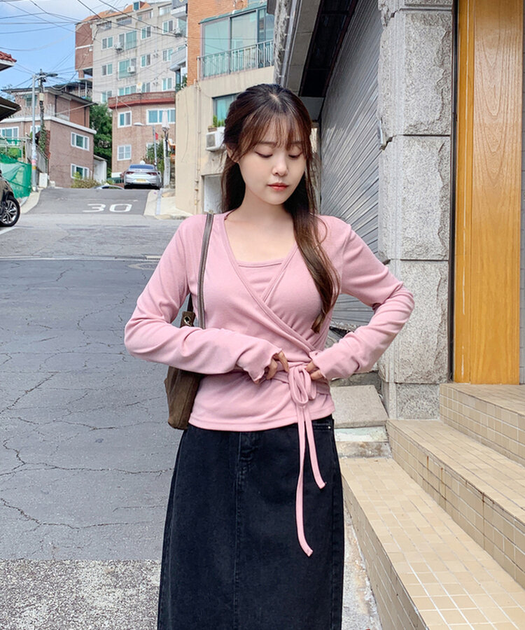 長袖Tシャツ ダブルラップTシャツ(6color) PINK