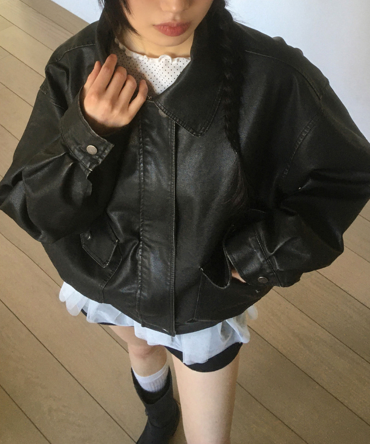 ギミック 本革 レザージャケット 黒 vintage 80～90s Vintage ヴィンテージ ブラック レザー シングルジャケット