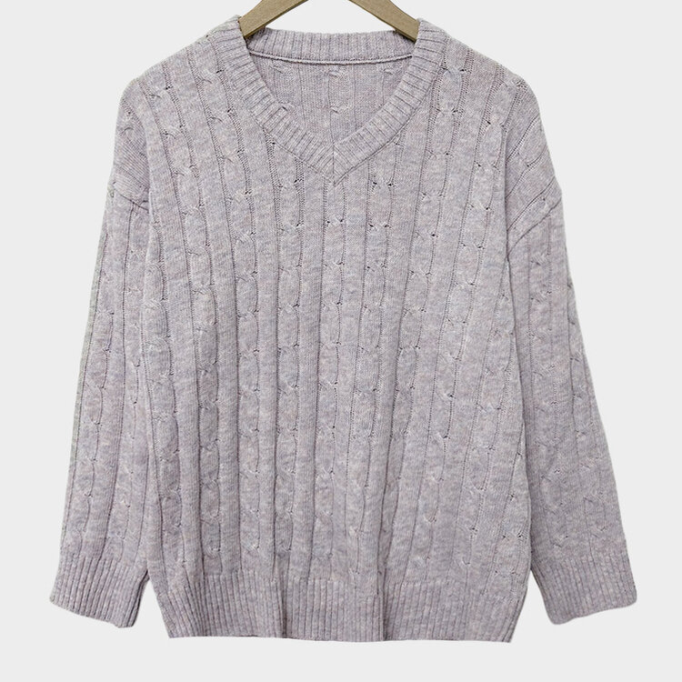 몽글몽글한 색감 꽈배기 브이넥 루즈핏 니트 10color