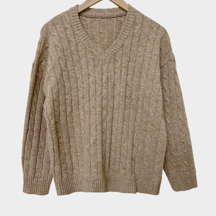 몽글몽글한 색감 꽈배기 브이넥 루즈핏 니트 10color