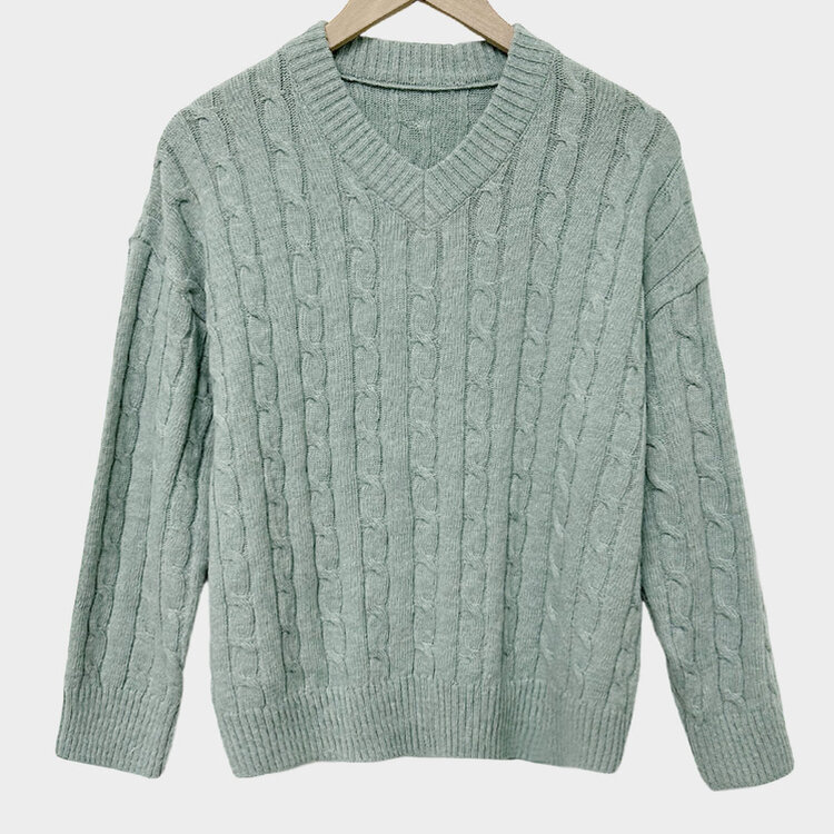 몽글몽글한 색감 꽈배기 브이넥 루즈핏 니트 10color