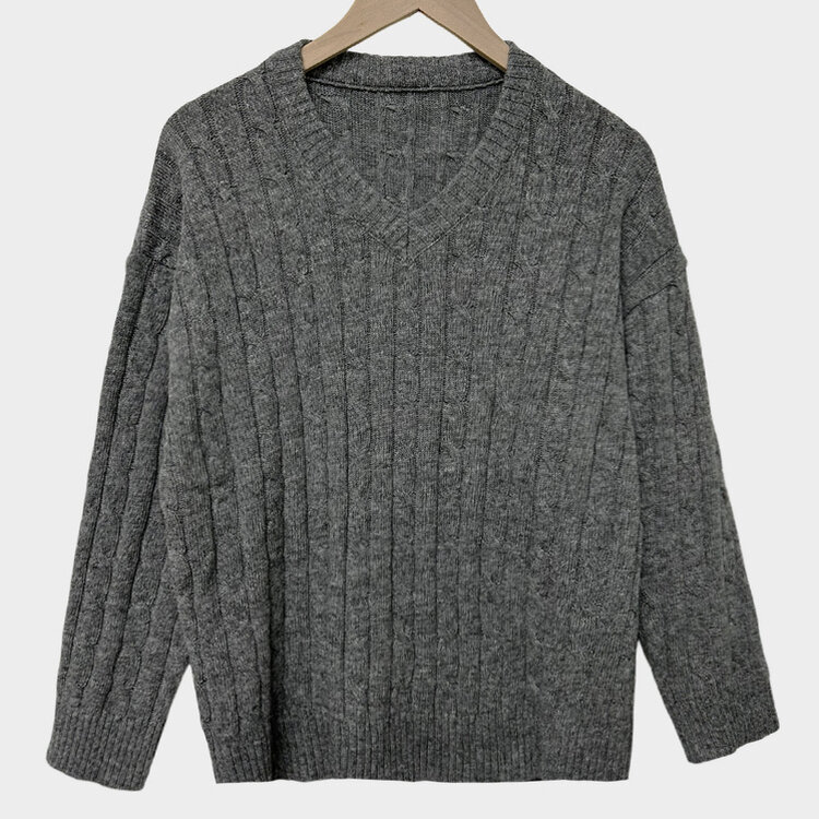 몽글몽글한 색감 꽈배기 브이넥 루즈핏 니트 10color