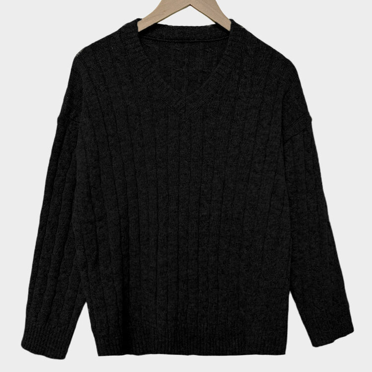 몽글몽글한 색감 꽈배기 브이넥 루즈핏 니트 10color