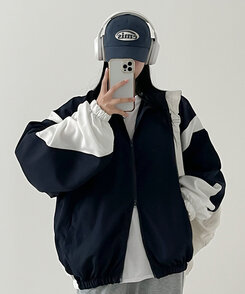 配色オーバーサイズウィンドブレーカー｜ジャンパー｜韓国ファッション