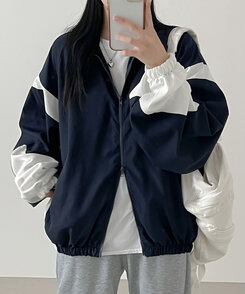 配色オーバーサイズウィンドブレーカー｜ジャンパー｜韓国ファッション