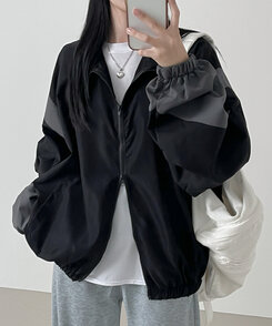 配色オーバーサイズウィンドブレーカー｜ジャンパー｜韓国ファッション