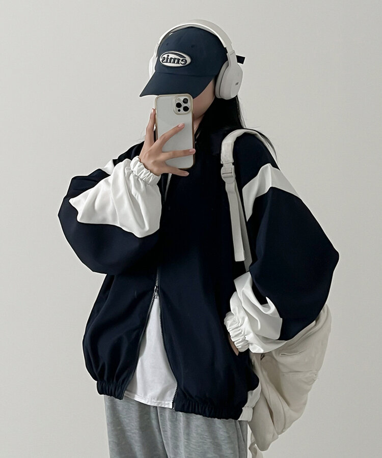 配色オーバーサイズウィンドブレーカー｜ジャンパー｜韓国ファッション