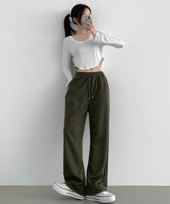 トレーニングパンツ 【丈別】ベーシックロングワイドトレーニングパンツ(6color) KHAKI