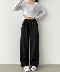 トレーニングパンツ 【丈別】ベーシックロングワイドトレーニングパンツ(6color) BLACK