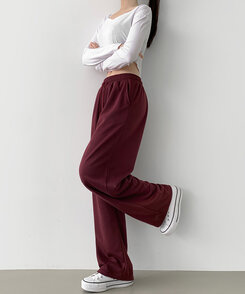 トレーニングパンツ 【丈別】ベーシックロングワイドトレーニングパンツ(6color) BURGUNDY