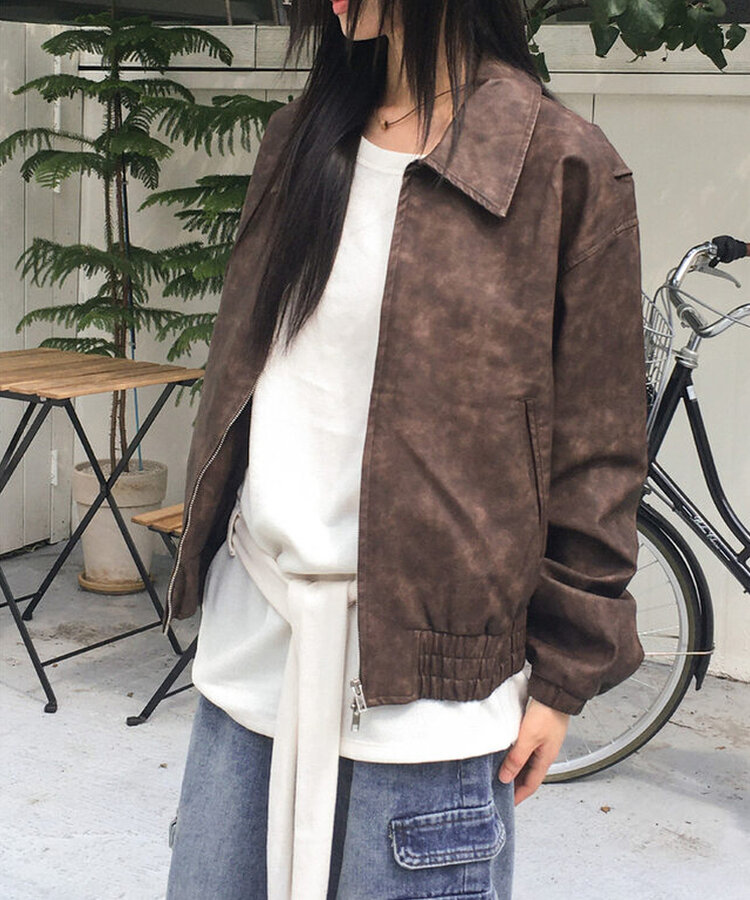 ビンテージウォッシングレザージャケット｜ジャケット｜韓国