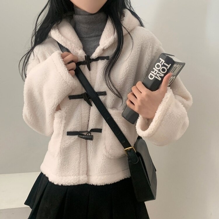 밍크 양털 떡볶이 후드 숏코트 점퍼 자켓 3color