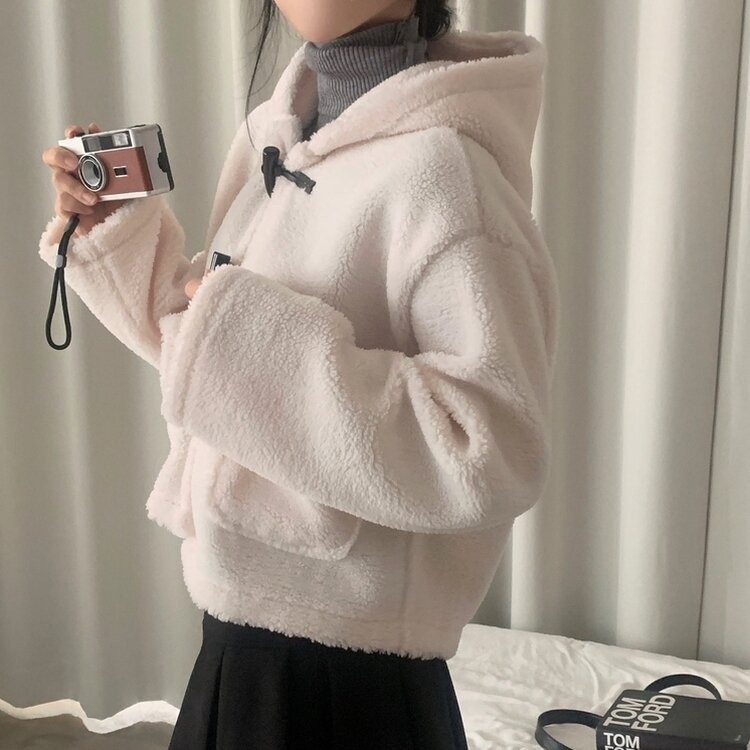 밍크 양털 떡볶이 후드 숏코트 점퍼 자켓 3color