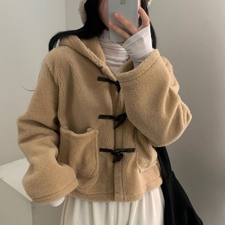 밍크 양털 떡볶이 후드 숏코트 점퍼 자켓 3color